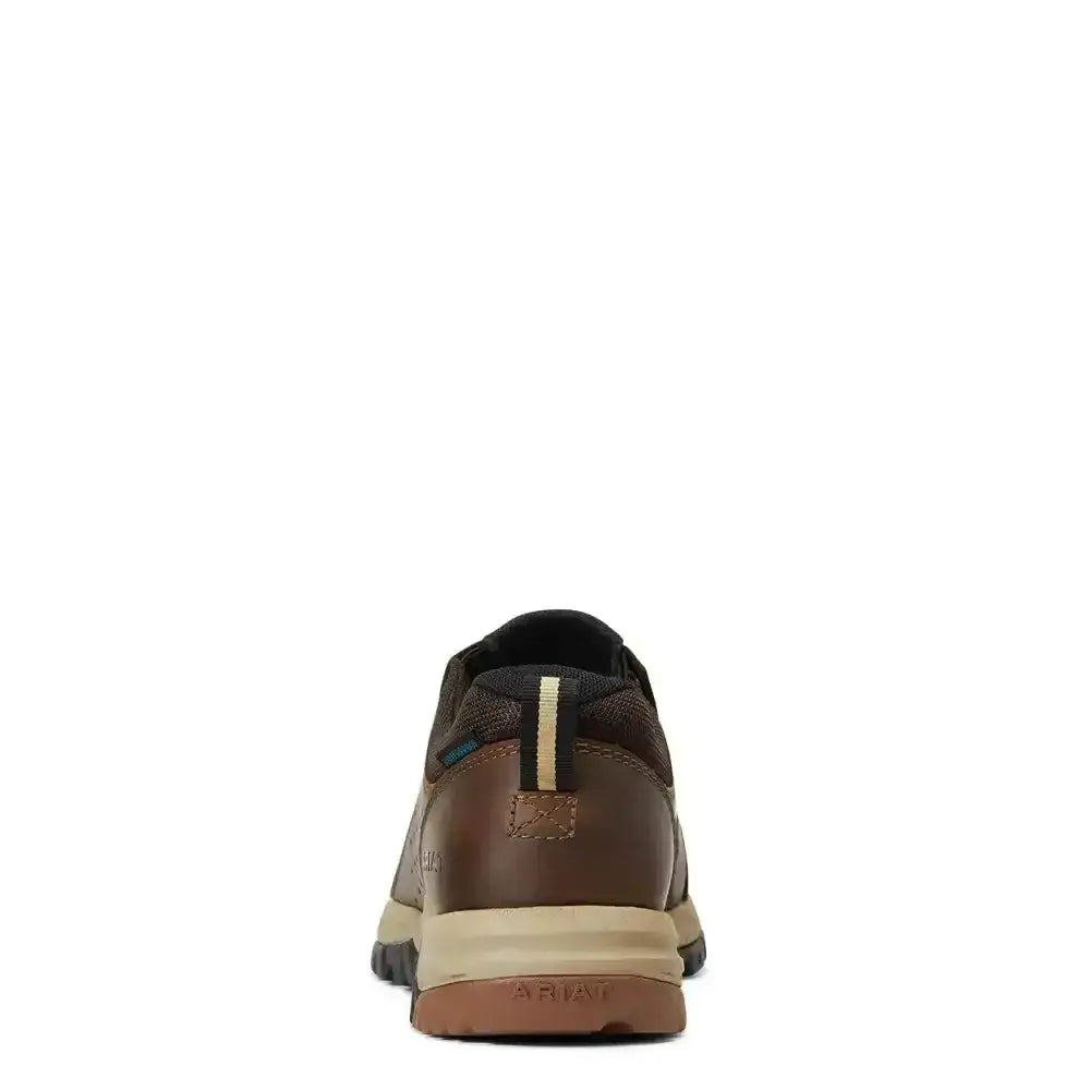 Brown leather and mesh ariatskyline slip on h20 waterproof women hiking shoe with beige midsole and black accents
