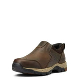 Brown leather ariat skyline slip on h20 waterproof women shoe with tan and black rubber sole for handy yard boo