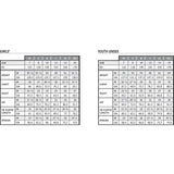 Size charts for ariat softshell jackets kids showing girls and youth unisex measurements in inches and centimeters