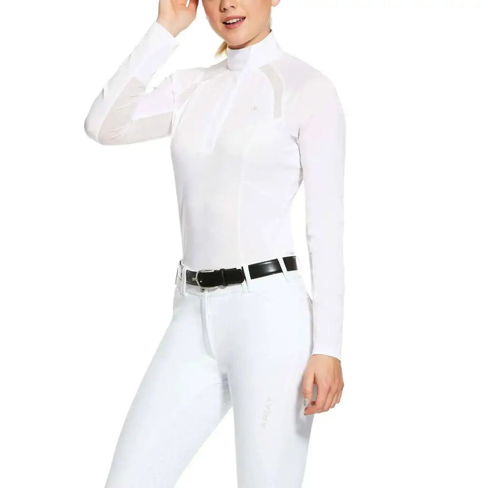 Ariat Sunstoppers Show Shirts White X Small Show Shirts Barnstaple Equestrian Supplies