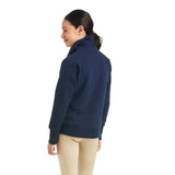 Navy blue ariat team kids zip-up sweatshirt with high collar and long sleeves perfect for outdoor coats that work harder