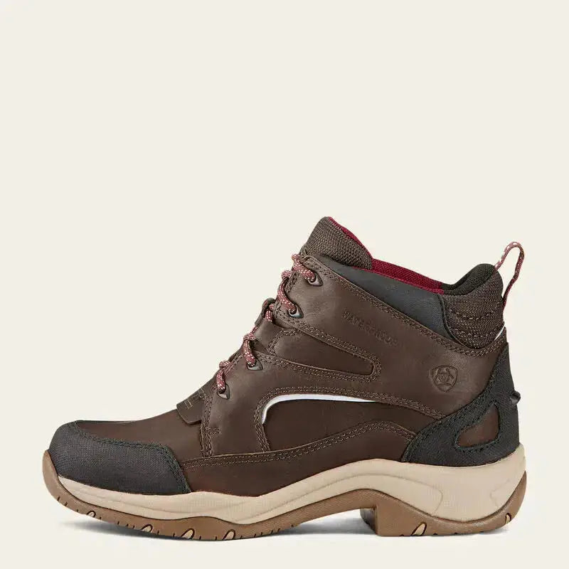 Ariat telluride ii h20 laced hiking boot with full-grain leather upper dark brown and contrasting gray toe cap