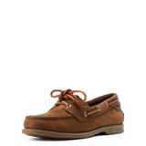Brown suede ariat womans antigua boat shoes with buttery soft leather and durable welt stitching for all-day comfort