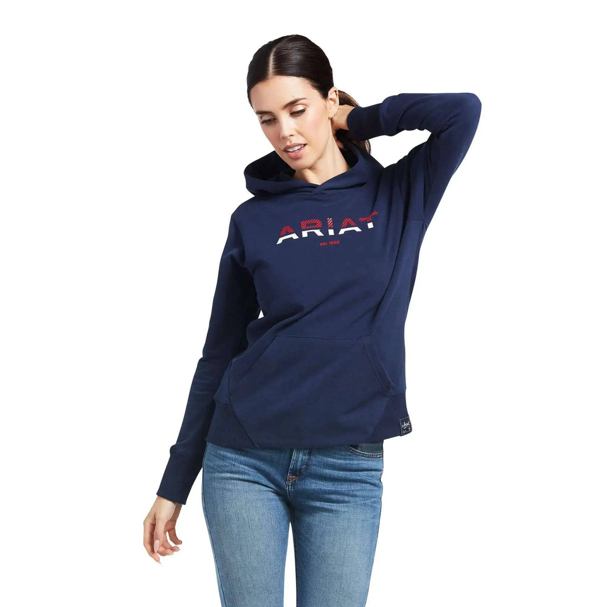Ariat Womans Hoodie With 3D Logo 2.0 Navy Large Ariat Jumpers & Hoodies Barnstaple Equestrian Supplies