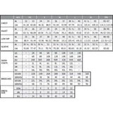 Size conversion chart for ariat womans new team softshell jackets featuring fierce colourblock styling in inches and cm