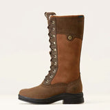 Brown suede and leather lace-up ariat wythburn waterproof insulated boot with black rubber sole and 4lr technology