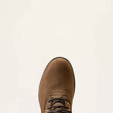 Brown suede ariat wythburn waterproof insulated boot with dark laces black rubber sole and 4lr technology