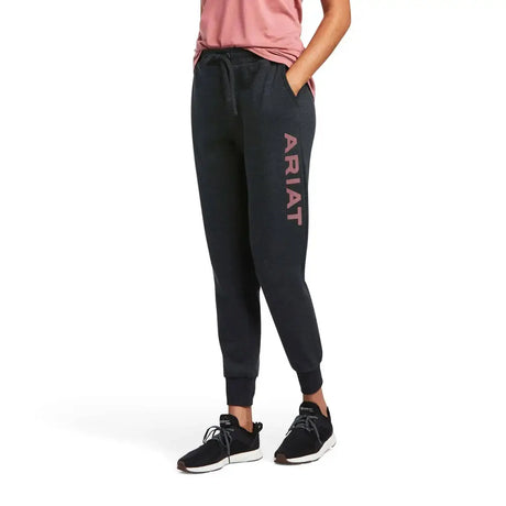 Ariats Womans Real Ariat Jogger Sweat Pants Heather Charcoal Large Legwear Barnstaple Equestrian Supplies