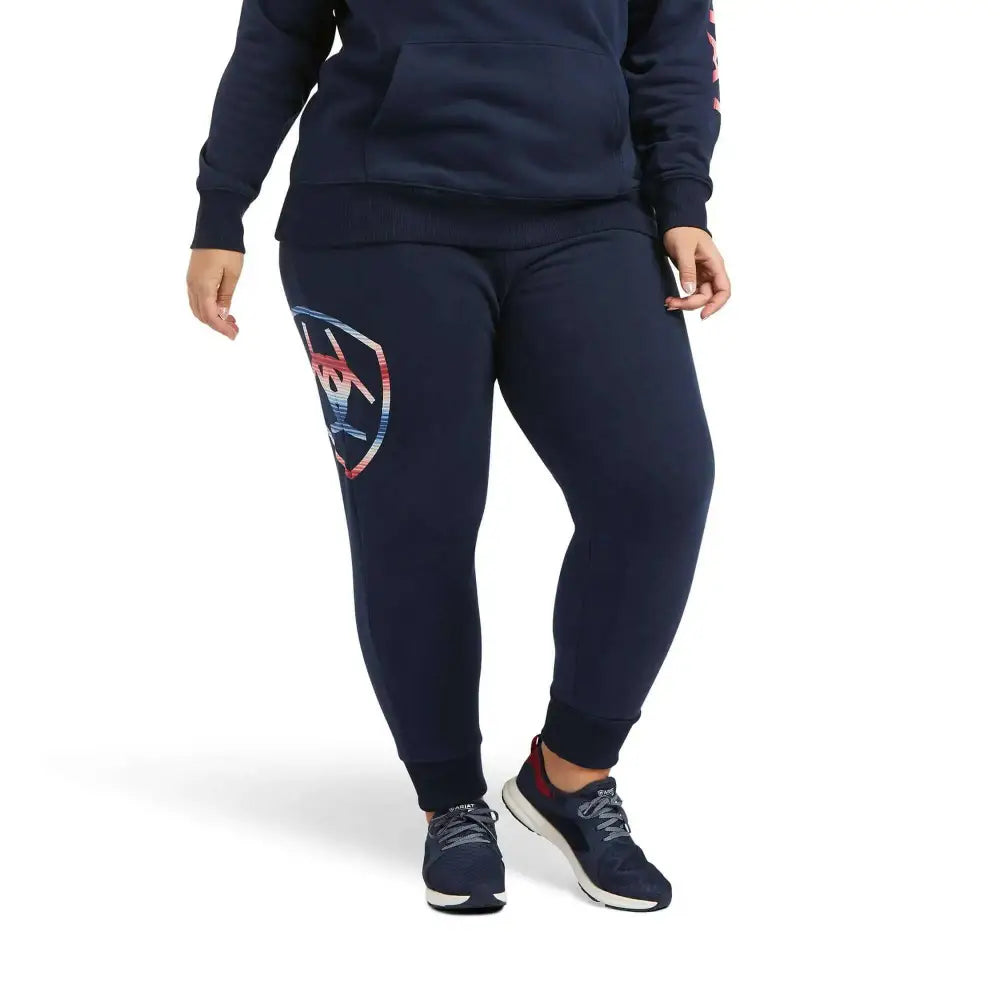 Ariats Womans Real Ariat Jogger Sweat Pants Navy Large Legwear Barnstaple Equestrian Supplies