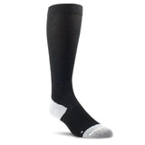 Black ariattek performance socks with white gray accents and ribbed cuff in a slimline performance design