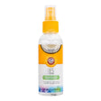Clear plastic arm and hammer fresh coconut mint dental spray bottle with yellow nozzle and orange label for dog dental care