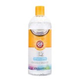 Clear plastic bottle with yellow cap and arm & hammer fresh ectrum fresh coconut water additive label