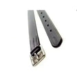 Black leather ascot adult stirrup leathers 52 inch with silver buckle and stitched detailing
