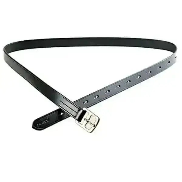 Black leather ascot adult stirrup leathers 54 with silver buckle and evenly spaced stronger stirrup butt holes