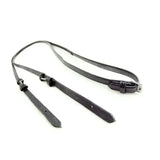Black leather dressage reins strap with silver buckle and adjustment holes from ascot leather dressage collection