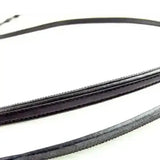 Black rubber belt with textured ribbed surface for ascot leather dressage reins with hook stud detail