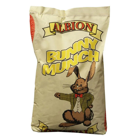 Beige albion bunny munch bag with cartoon bunny in green suit and red bow tie for badminton albion 20 kg