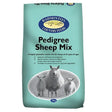 A teal bag of badminton pedigree sheep mix feed with a circular image of sheep and lambs perfect for ram lambs