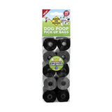 Bags on board refill rolls of black plastic pet waste bags in clear packaging for large dogs droppings pickup