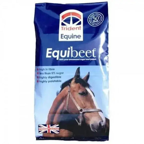 A blue bag of baileys equibeet sugar beet pellets with high digestible fibre for horses from trident equine
