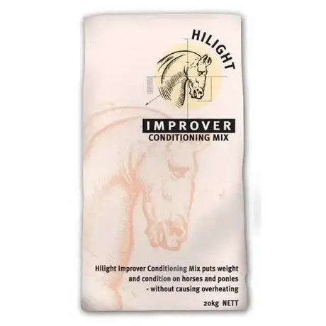Beige bag of baileys hilight improver conditioning mix with stylized horse and black text on packaging