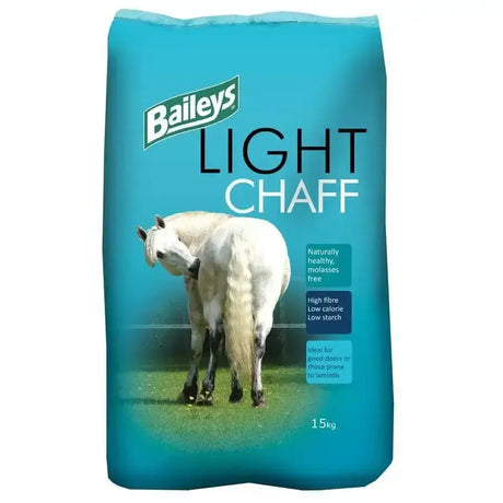 Baileys lite chaff 15kg teal bag with white horse image ideal for limited grazing and lo-cal balancer good-doers