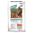 Baileys no 21 ease and excel horse feed in white bag with green and red text and brown horse image for high specification low starch diet