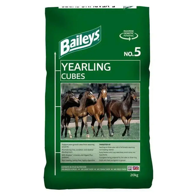 Green baileys no 5 yearling cubes 20kg bag feeding non heating calories for growing youngstock and fussy feeders