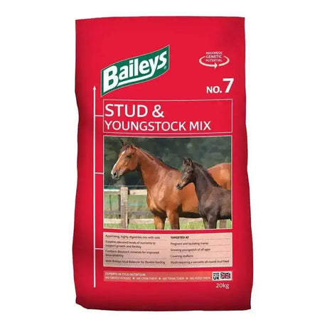 Red baileys no 7 stud and youngstock mix horse feed featuring a traditional oat-based mix renowned among breeders