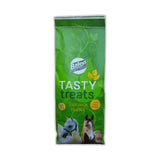 Green bag of baileys tasty treats horse treats featuring two horses and text high in fibre deliciously healthy