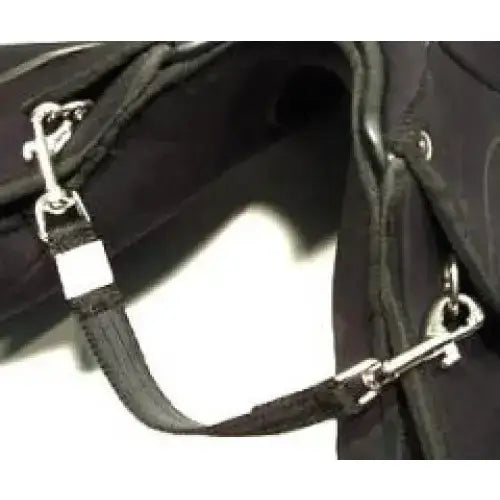 Black nylon balance handle strap with silver trigger clips and white tag no rubber grip shown