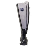 Black leather andalucia boots black with gray mesh lining zipper closure and moisture wicking sheepskin insole