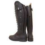 Dark brown leather bareback footwear andalucia boots brown with lace-up front rear opti zip and metal studs