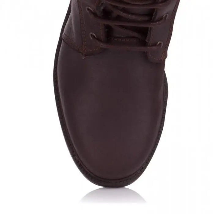 Dark brown leather andalucia boots brown bareback footwear with lace-up design and sturdy sole featuring rear opti zip