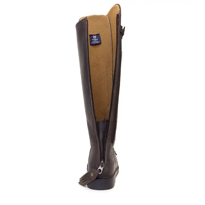 Dark brown leather bareback footwear andalucia boots brown with tan mesh lining and rear opti zip closure