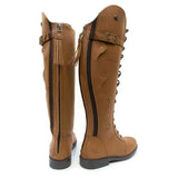 Tan leather bareback footwear andalucia boots desert with rear opti zip and decorative black zipper tassels