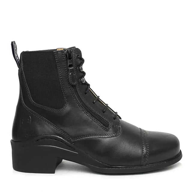 Black leather bareback footwear bramham zip jodhpur boots with zipper and laces for all-day comfort