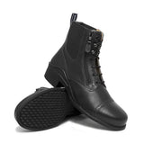 Black leather bareback footwear bramham zip jodhpur boots with side zipper and laces for all-day comfort