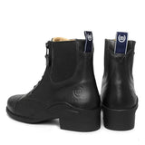 Back view of black leather bareback footwear bramham zip jodhpur boots with elastic side panels for all-day comfort