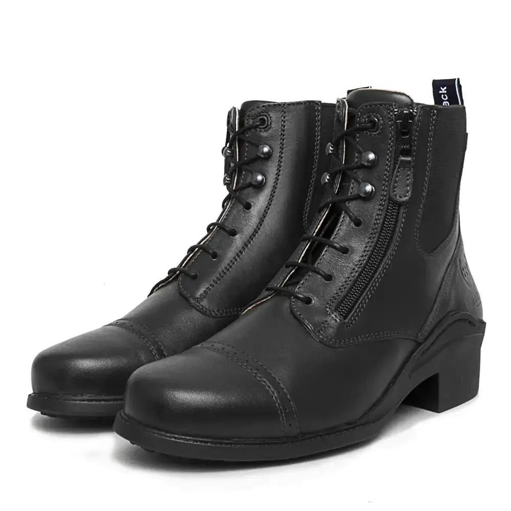 Black leather bareback footwear bramham zip jodhpur boots with side zipper and laces for all-day comfort