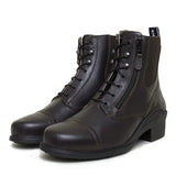 Black leather bareback footwear bramham zip jodhpur boots with laces and side zipper for riding