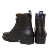 Dark brown leather bareback footwear bramham zip jodhpur boots with low block heel and elastic side panels