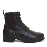 Dark brown leather bareback footwear bramham zip jodhpur boots with zipper and laces for riding