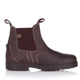Brown leather bareback footwear bronx boots with mesh panel white stitching and anti slip sole boots