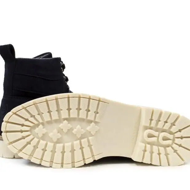 Black high-top bareback footwear chicago waterproof boots with cream rubber sole and wil-tex membrane protection