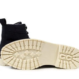 Black high-top bareback footwear chicago waterproof boots with cream rubber sole and wil-tex membrane protection