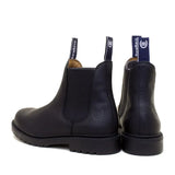 Bareback footwear detroit black leather chelsea cap work boots with detroit steel toe and chunky rubber sole