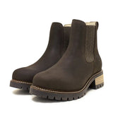 Dark brown bareback footwear franklin chelsea boots in premium nubuck leather with herringbone elastic side panel and chunky sole
