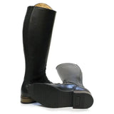 Black leather graceland long riding field boots with side zipper and textured rubber sole by bareback footwear graceland