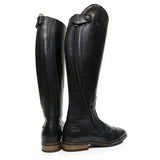 Black leather bareback footwear graceland long riding field boots with sleek glossy finish and side zippers